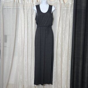 Chaser Dark Gray/Charcoal Jersey Knit Tie Waist Cage Back Maxi Dress SzM